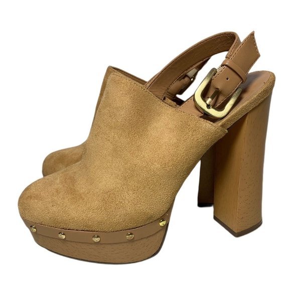 Report Shoes - Report Mylie Tan Slingback Platform Clogs Size 7.5
